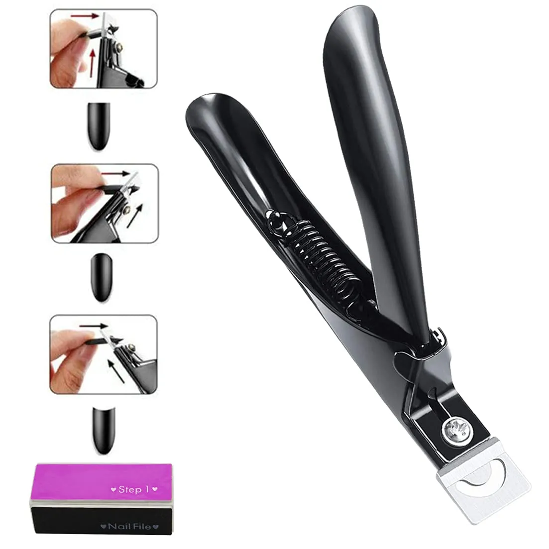 Artificial Nail Clippers Acrylic False Nails Clipper Fake Gel Nail Tips Trimmer Professional Edge Cutter Manicure Tools, Black