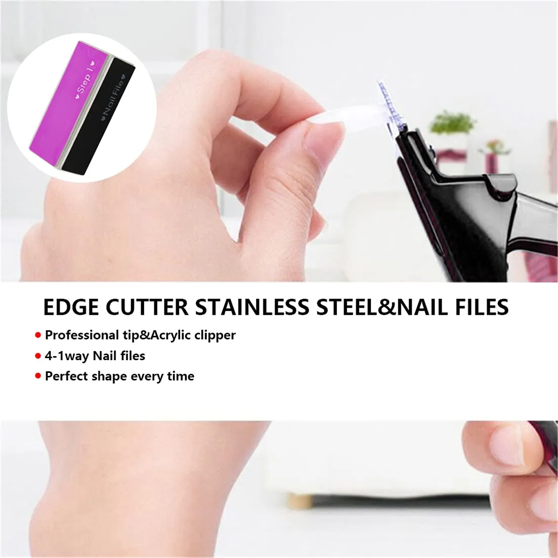 Artificial Nail Clippers Acrylic False Nails Clipper Fake Gel Nail Tips Trimmer Professional Edge Cutter Manicure Tools, Black