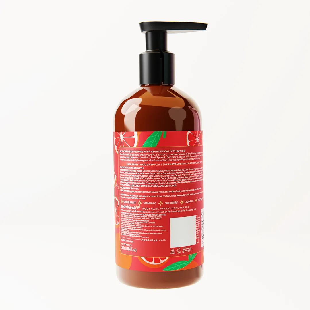Atulya Grapefruit & Vitamin C Body Wash | Brightens Skin | Citrusy Fragrance | Hydrates and Nourishes | Paraben & SLS Free | Suitable for All Skin Types | 300 ML (Buy Any3 Products & Save Rs.300 Use code : RS300)