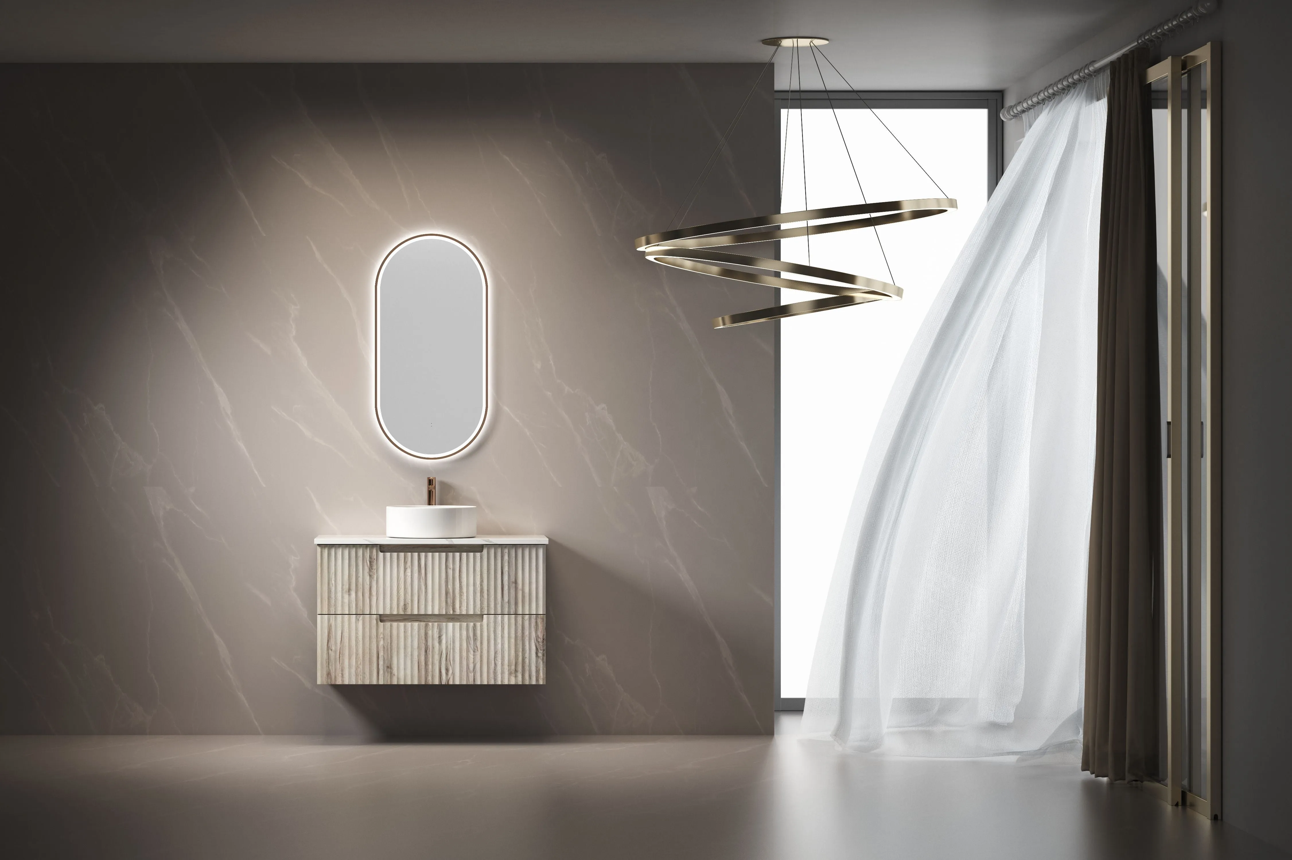Aulic | Beau Monde Touchless LED Mirror with Brushed Bronze Frame