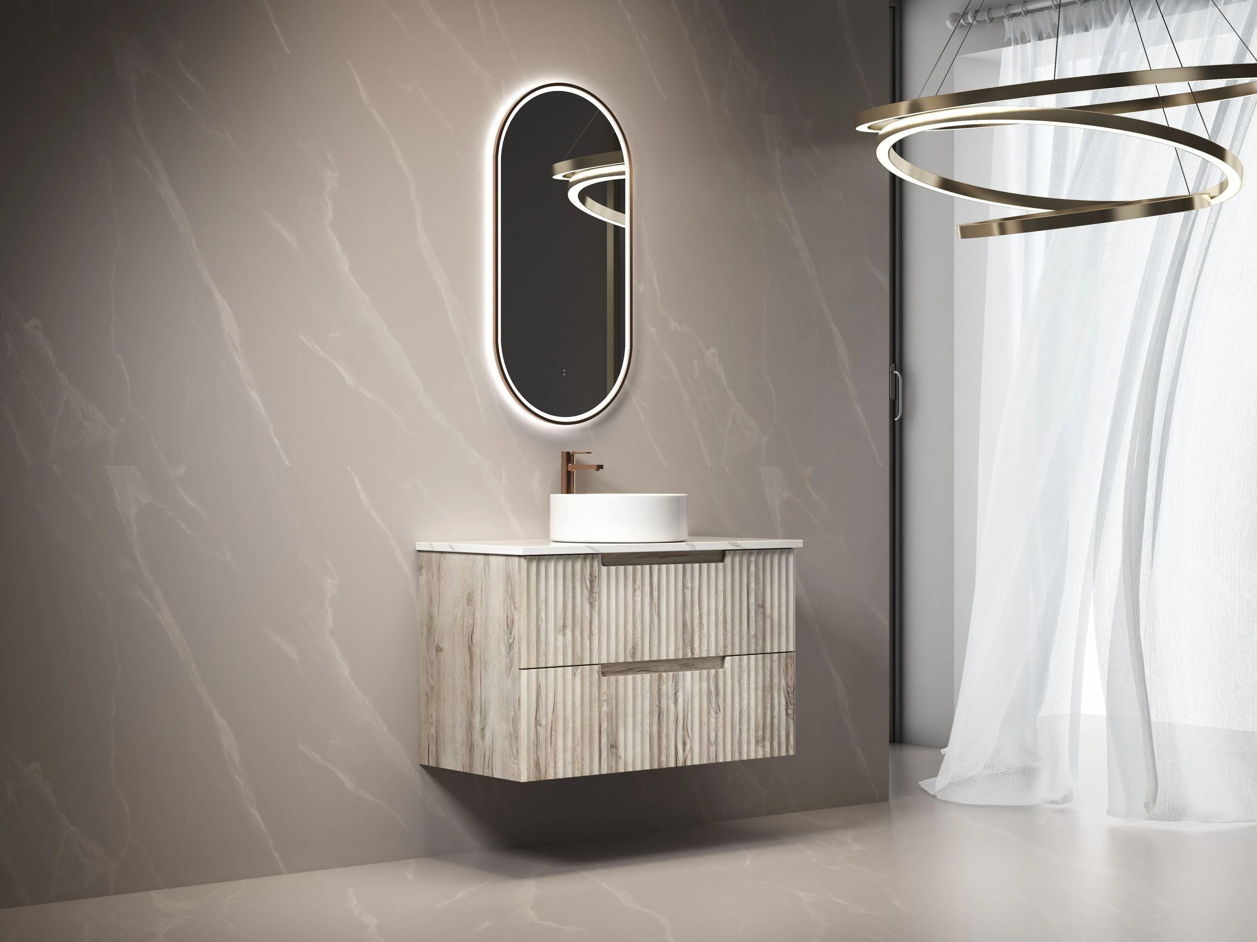 Aulic | Beau Monde Touchless LED Mirror with Brushed Bronze Frame