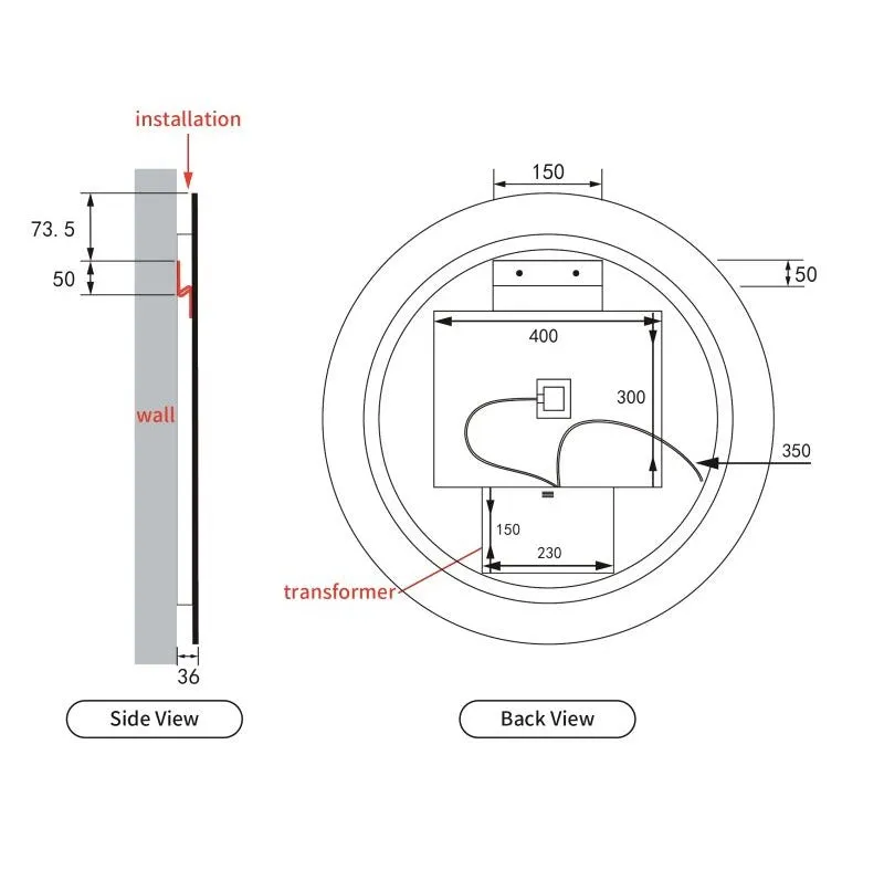 Aulic | Windsor 700 Touchless Round LED Mirror with Matte White Frame