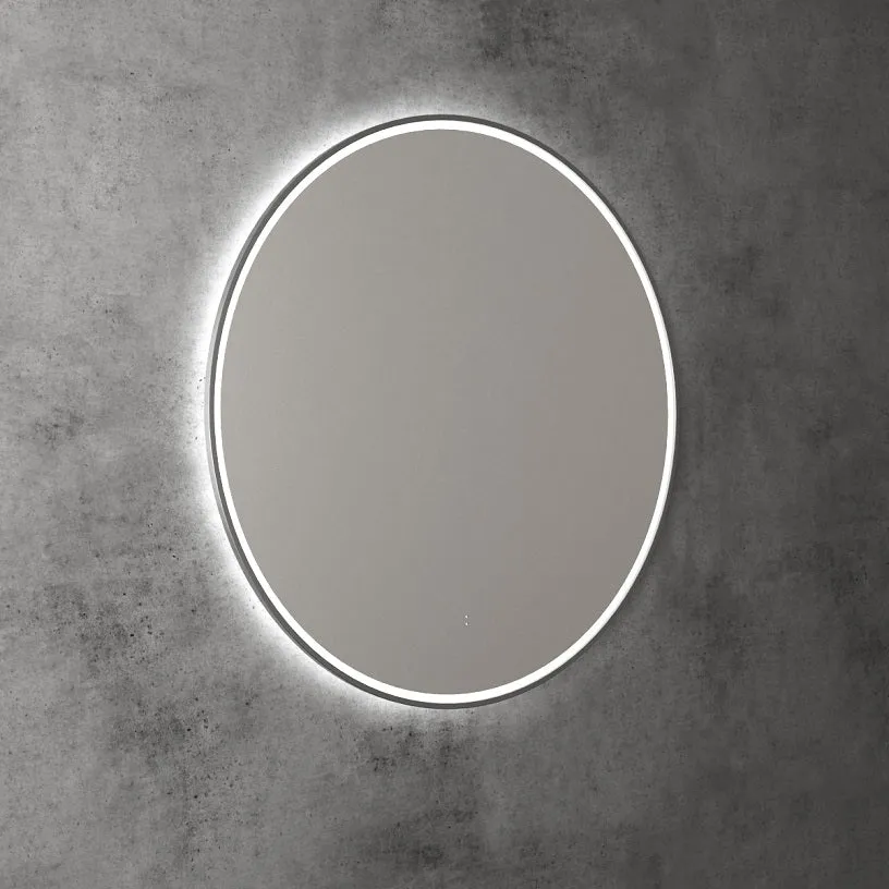 Aulic | Windsor 900 Touchless Round LED Mirror with Gun Metal Grey Frame
