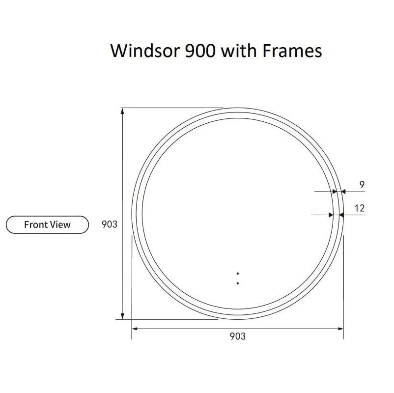 Aulic | Windsor 900 Touchless Round LED Mirror with Gun Metal Grey Frame