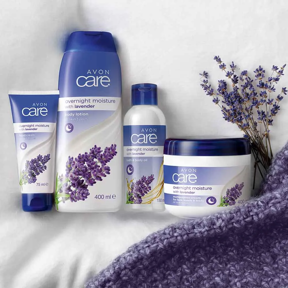 Avon Care Lavender Overnight Moisture Multipurpose Cream for Face, Hands & Body - 400ml