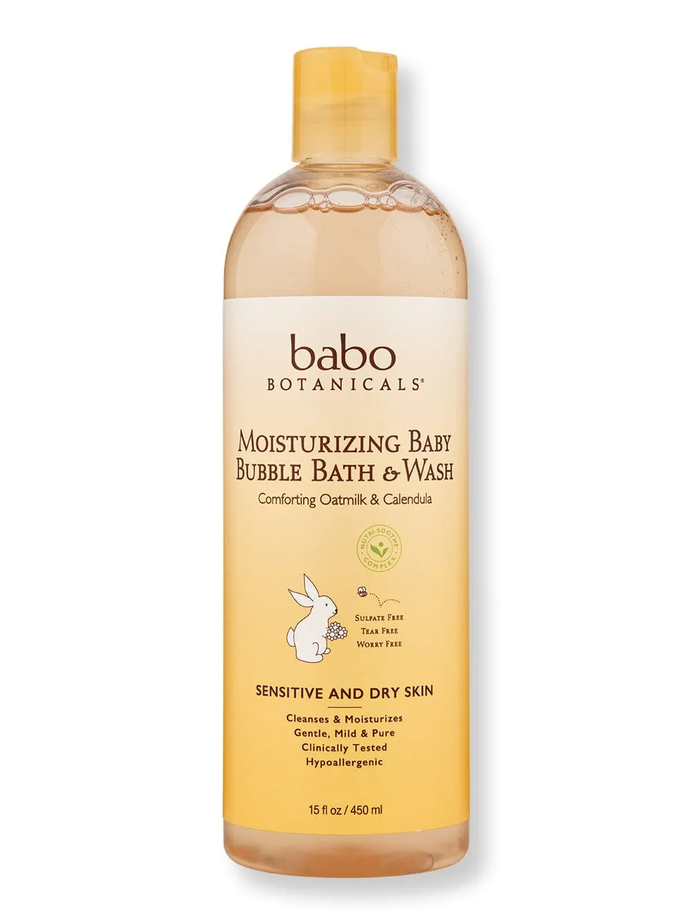Babo Botanicals Moisturizing Baby Bubble Bath & Wash 15 oz