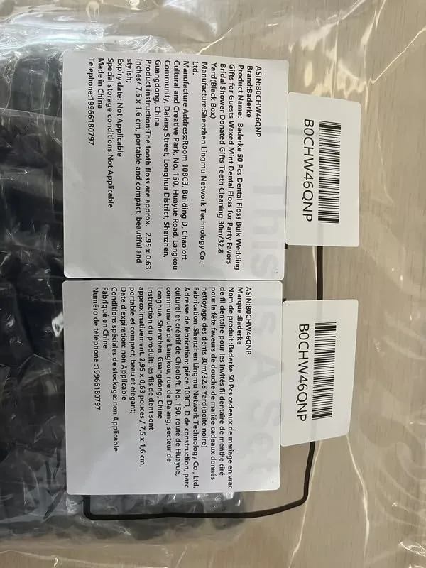 Baderke 50 Pcs Dental Floss Bulk Wedding Gifts for Guests Waxed Mint Dental Floss for Homeless Party Favors Bridal Shower Donated Gifts Teeth Cleaning 30m/32.8 Yard(Black Box)