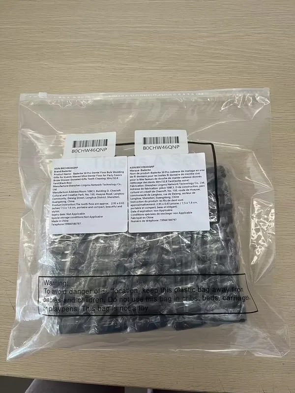 Baderke 50 Pcs Dental Floss Bulk Wedding Gifts for Guests Waxed Mint Dental Floss for Homeless Party Favors Bridal Shower Donated Gifts Teeth Cleaning 30m/32.8 Yard(Black Box)
