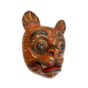 Balinese Tiger Mask Barong Macan Wooden Tiger Mask Guardian Demon Bali Hand Carved Wood Folk art Carving Wall Decor