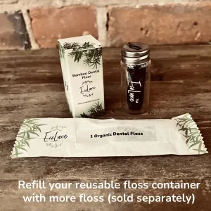 Bamboo Charcoal Infused Mint Flavored Dental Floss in Reusable Bottle