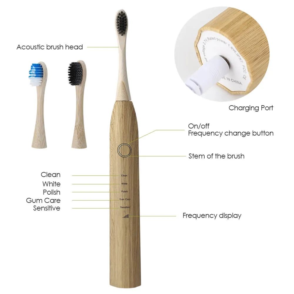 Bamboo Sonic Toothbrush | Eco-Friendly Sustainable Electric Toothbrush
