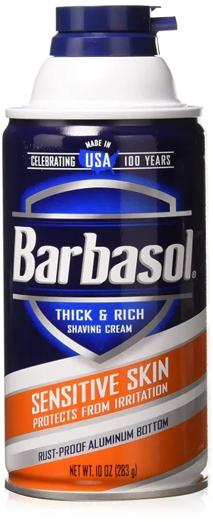 Barbasol Thick & Rich Shaving Cream, Sensitive Skin 10 oz (Pack of 11)