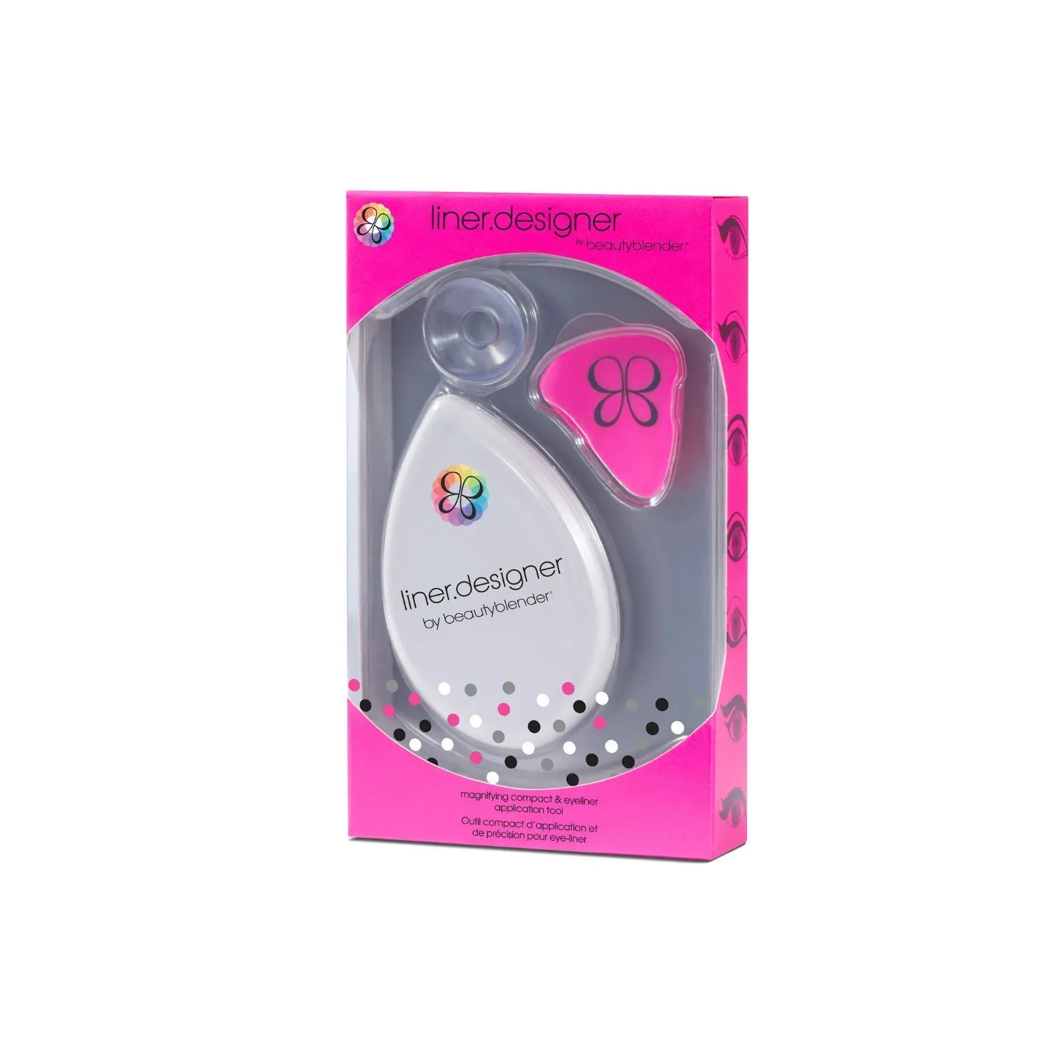 beautyblender | Liner Designer Original Beauty Blender Triple-Edged Eyeliner & Eye Pencil Guide, Includes Magnifying Mirror & Suction Cup, For Eye Pencil, Gel Cream, Liquid Liner and Powder Formula