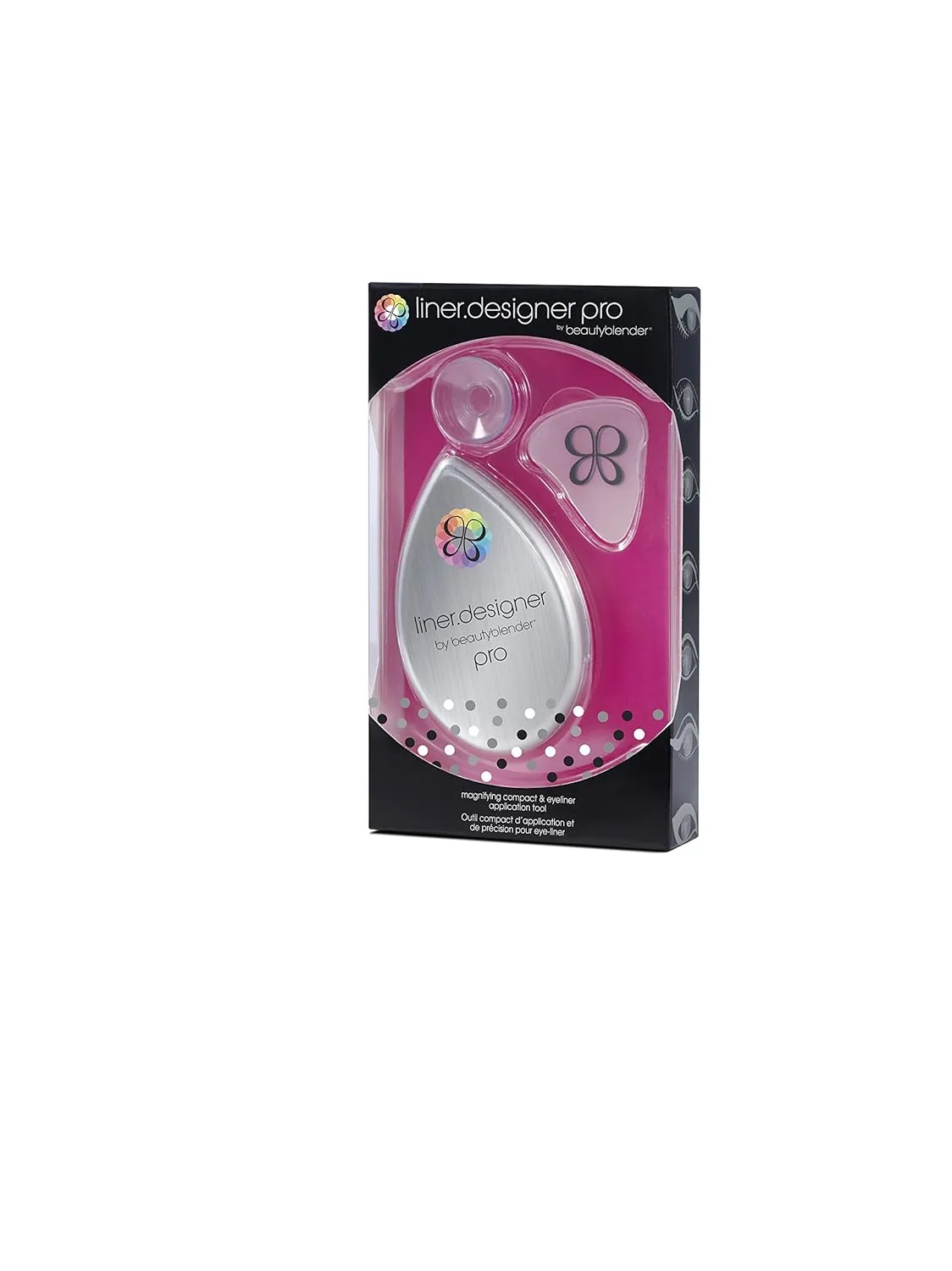 beautyblender | Liner Designer Pro Beauty Blender Triple-Edged Eyeliner & Eye Pencil Guide, Includes Magnifying Mirror & Suction Cup, For Eye Pencil, Gel Cream, Liquid Liner and Powder Formula