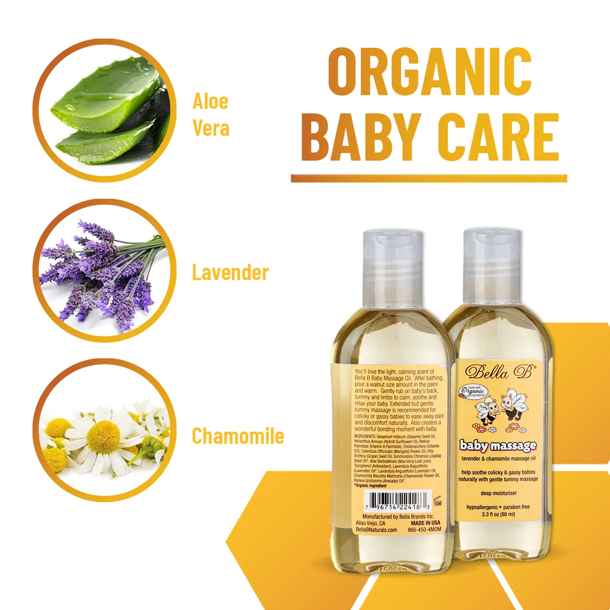 Bella B Gift Set - Bubble Bath 8 oz and Baby Massage Oil 3.3 oz