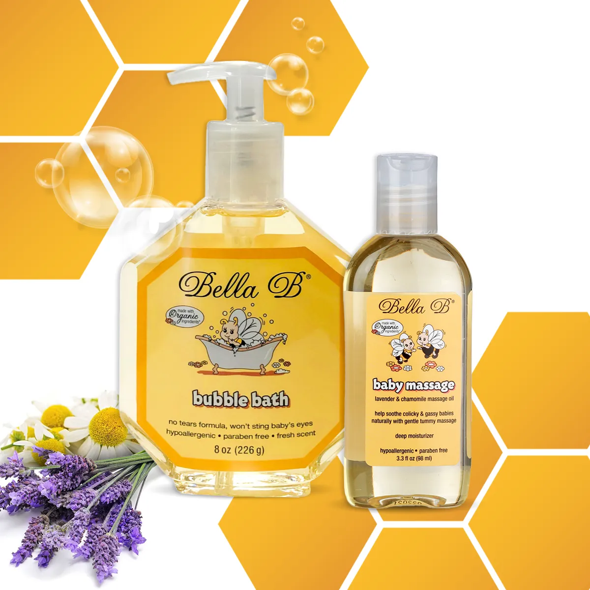 Bella B Gift Set - Bubble Bath 8 oz and Baby Massage Oil 3.3 oz