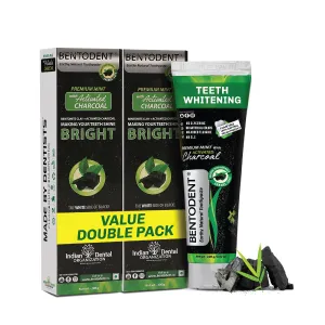 Bentodent Charcoal Toothpaste - Teeth Whitening (Twin Pack) - 100 gm each