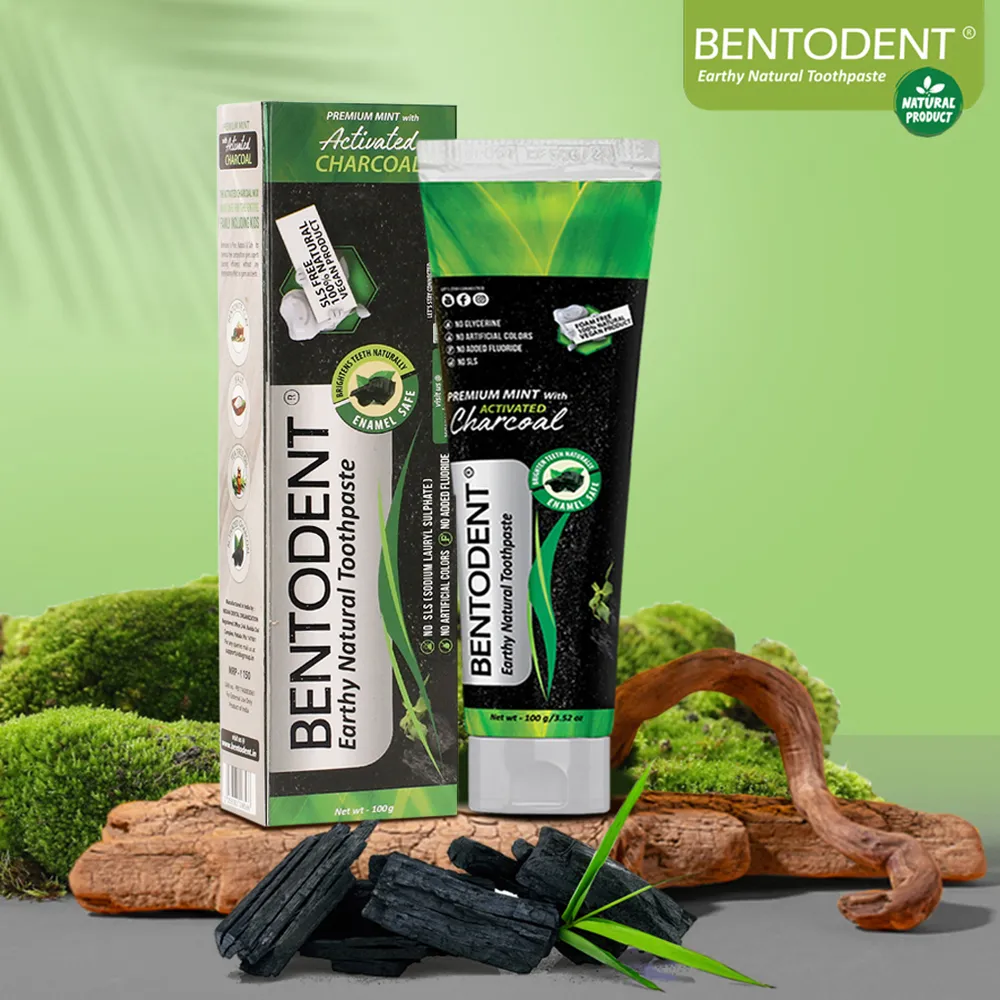 Bentodent Charcoal Toothpaste - Teeth Whitening (Twin Pack) - 100 gm each