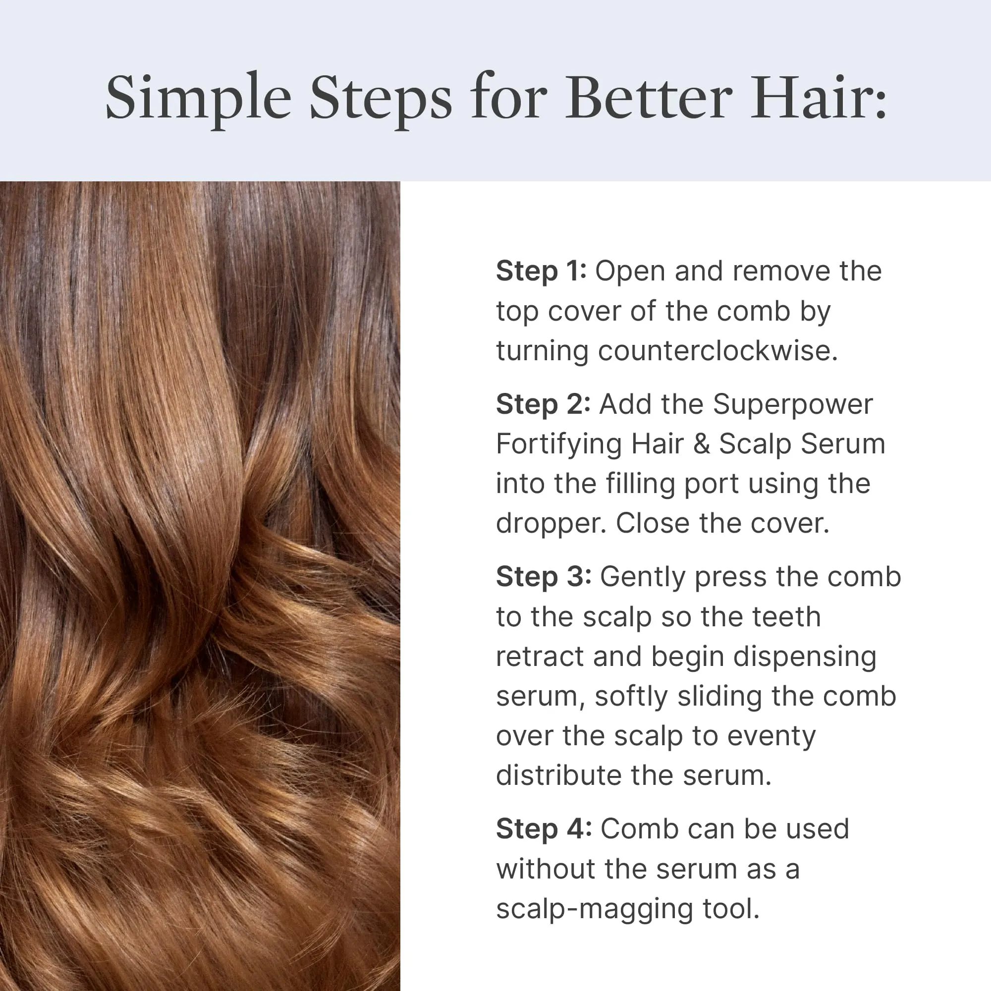 Better Not Younger Superpower Hair & Scalp Duo Set - Fortifying Hair & Scalp Serum 2fl.oz. plus Liquid Comb - Leave-in Hair Serum w/ Scalp Massaging Applicator for Stronger, Thicker, Fuller Hair
