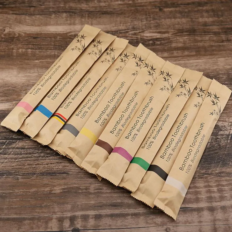 Biodegradable Bamboo Disposable Toothbrush with Soft Bristle for Travel (Set of 10)