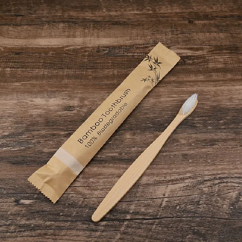 Biodegradable Bamboo Disposable Toothbrush with Soft Bristle for Travel (Set of 10)