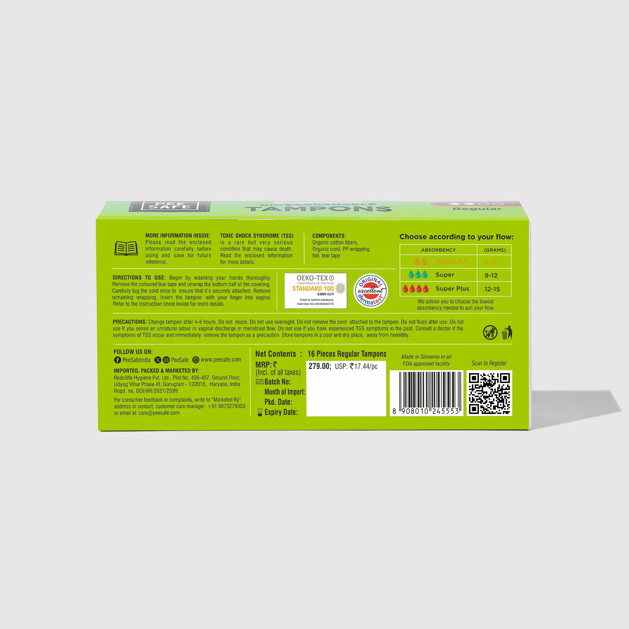 Biodegradable Tampons- Regular (16 Tampons) - BYOC