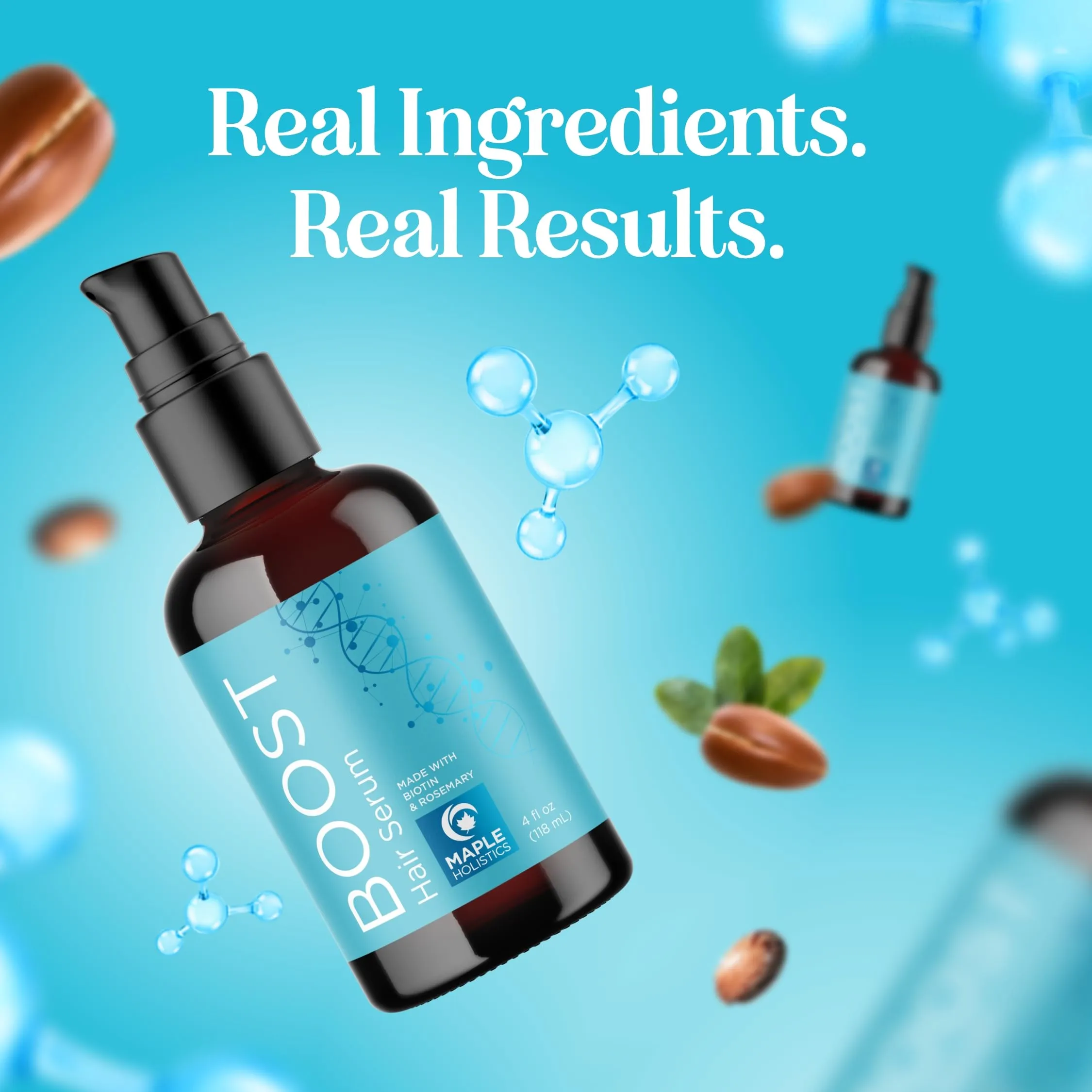 Biotin Hair Growth Serum - Rosemary Hair Thickening Serum with Peppermint Caffeine and Black Castor Oil for Hair Growth - Volumizing Hair Serum for Hair Growth for Men & Women - Vegan & Cruelty Free