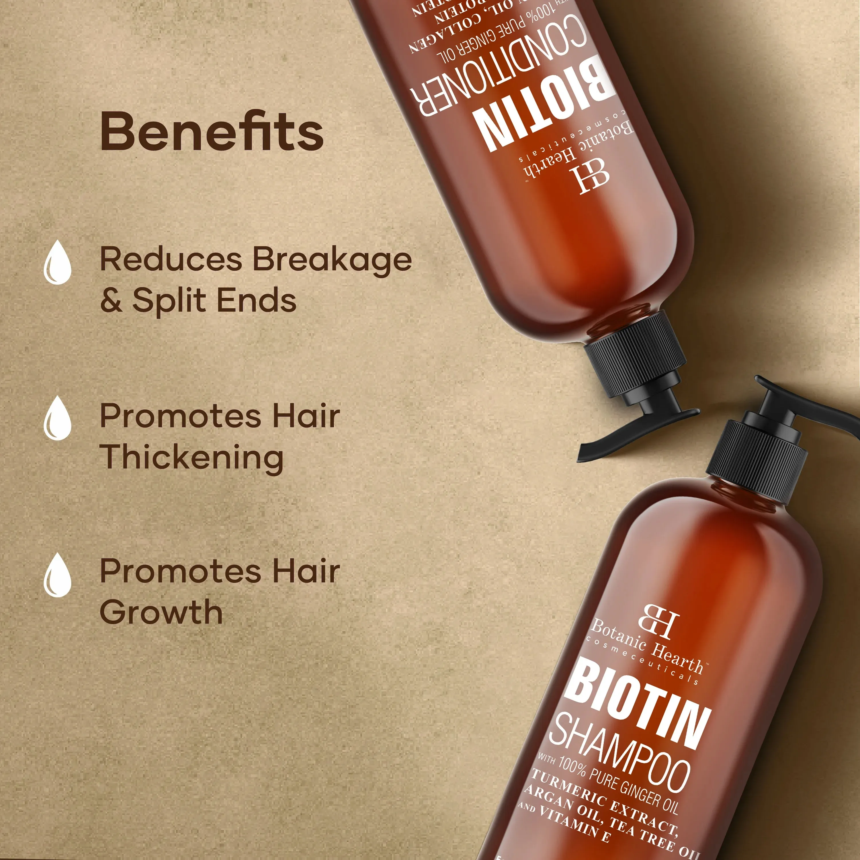 Biotin Shampoo and Conditioner Set  with Ginger Oil & Keratin | 16 fl oz each