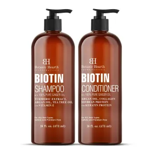 Biotin Shampoo and Conditioner Set  with Ginger Oil & Keratin | 16 fl oz each