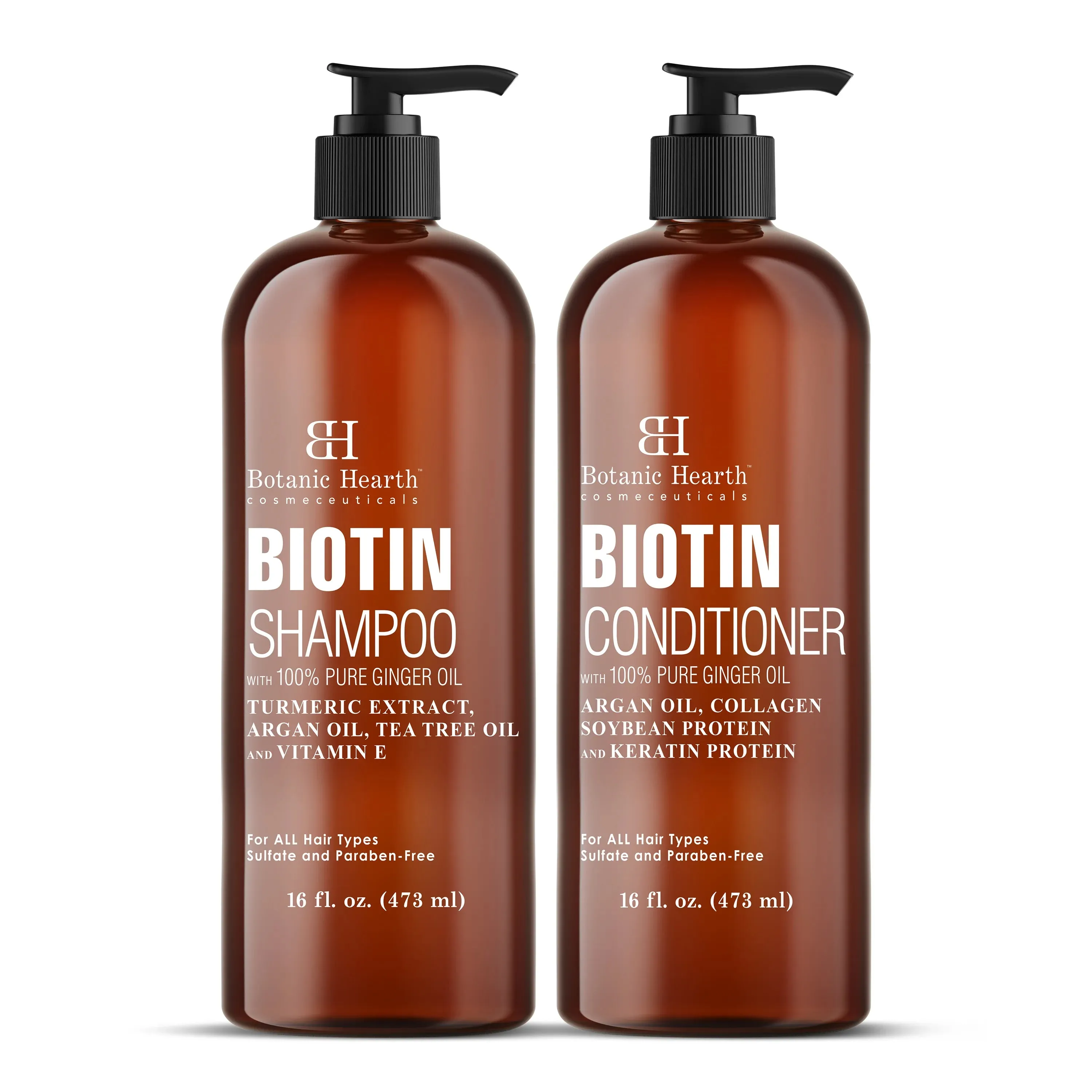 Biotin Shampoo and Conditioner Set  with Ginger Oil & Keratin | 16 fl oz each