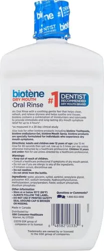 biotène Oral Rinse Mouthwash for Dry Mouth, Breath Freshener and Dry Mouth Treatment, Fresh Mint, 16 fl oz