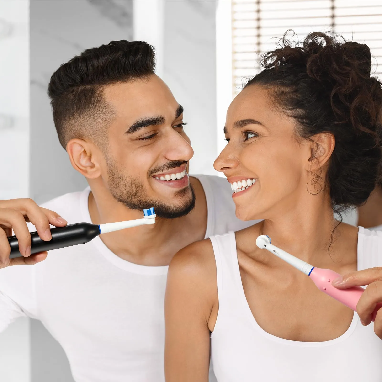 Bitvae Rotating Electric Toothbrush 2 Packs for Adults and Kids, 8 Brush Heads 60-Day Battery Life, 5 Modes Power Toothbrush with 2-Minute Smart Timer, Black & Pink, R1