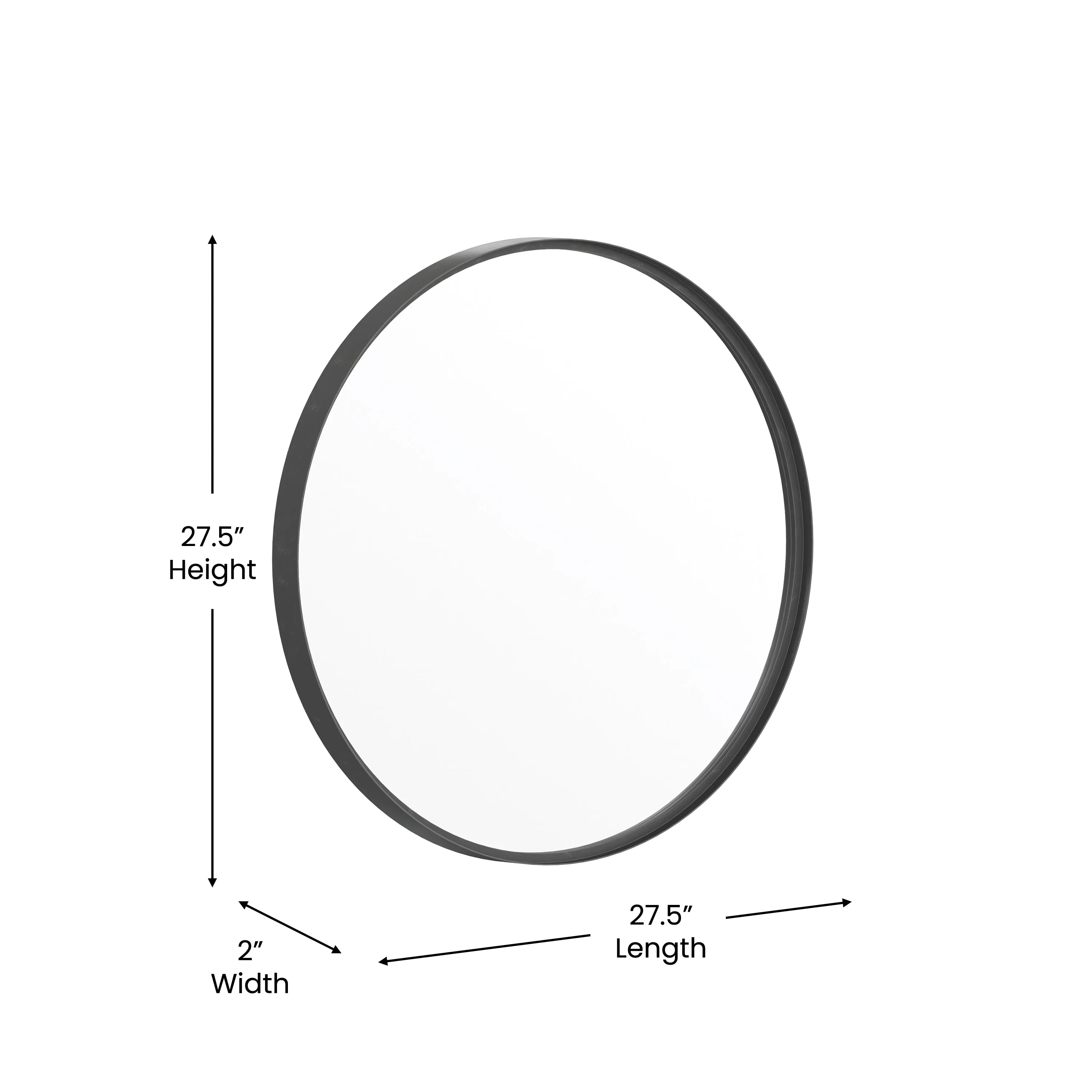 Black 27.5" Round Wall Mirror HFMHD-75G-CRE8-412315-GG