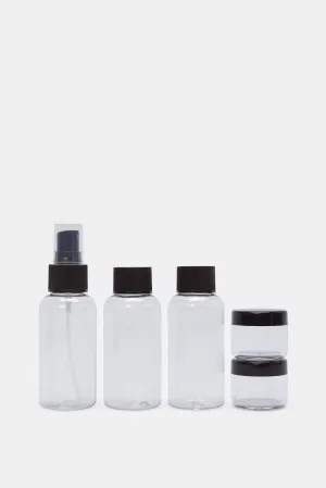Black And Clear 5 Piece Travel Bottle Set