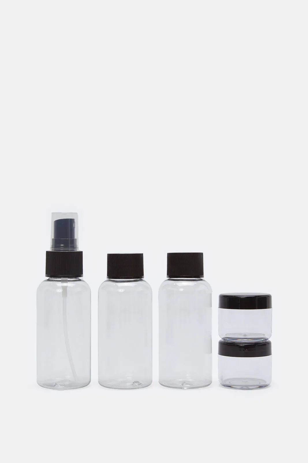 Black And Clear 5 Piece Travel Bottle Set