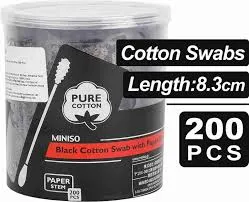 Black Cotton Swab with Paper Stem (200 Pcs)
