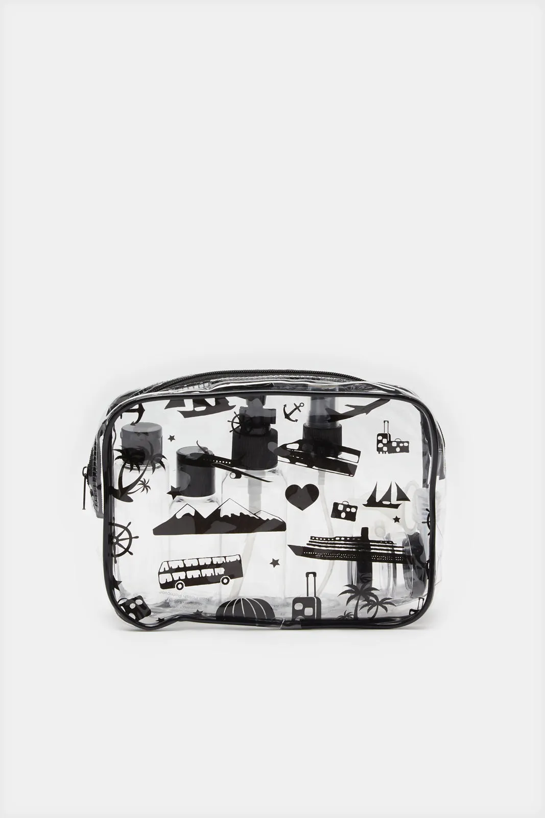 Black Print Travel Bottle Set (9 Piece)