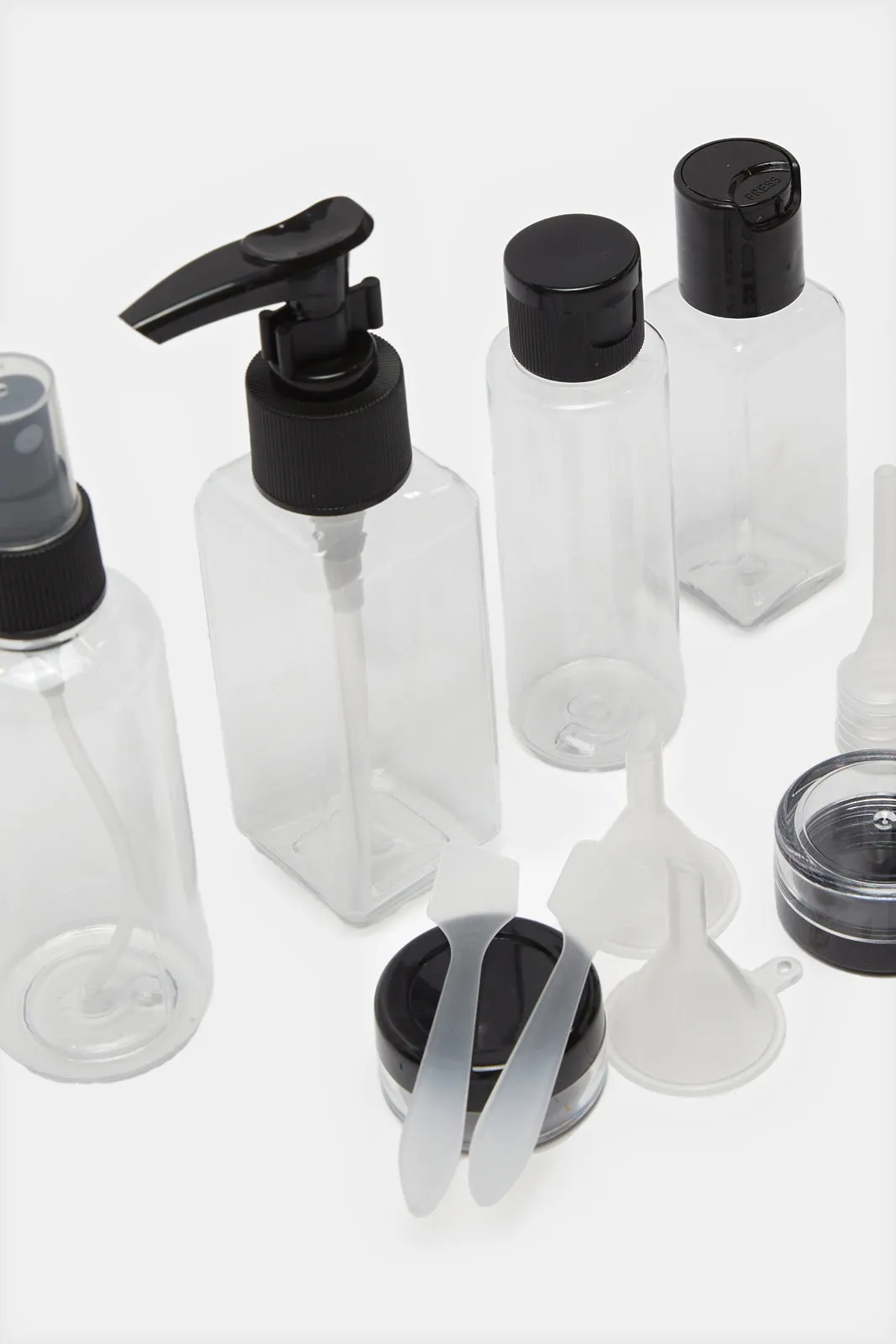 Black Print Travel Bottle Set (9 Piece)