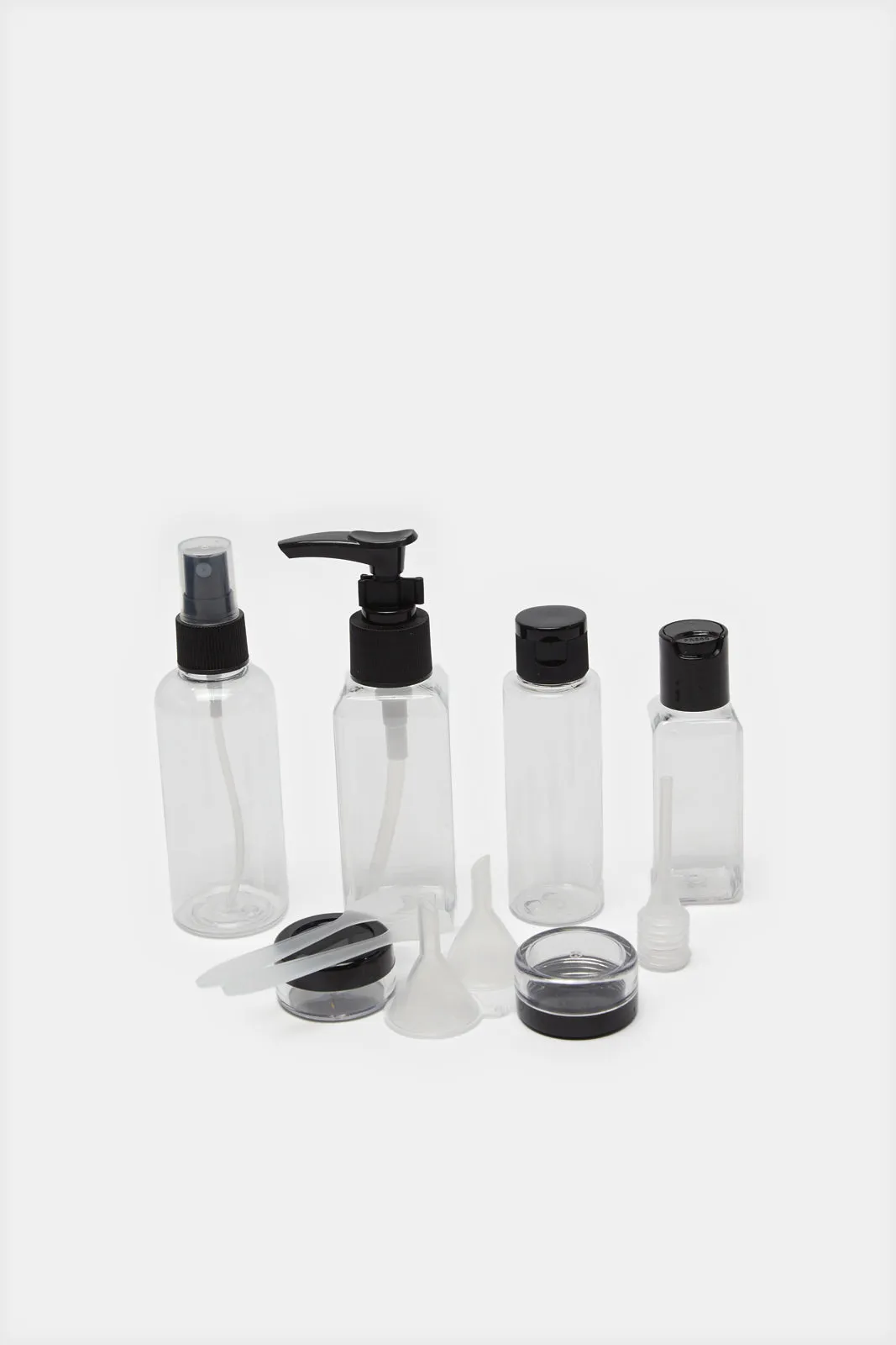 Black Print Travel Bottle Set (9 Piece)