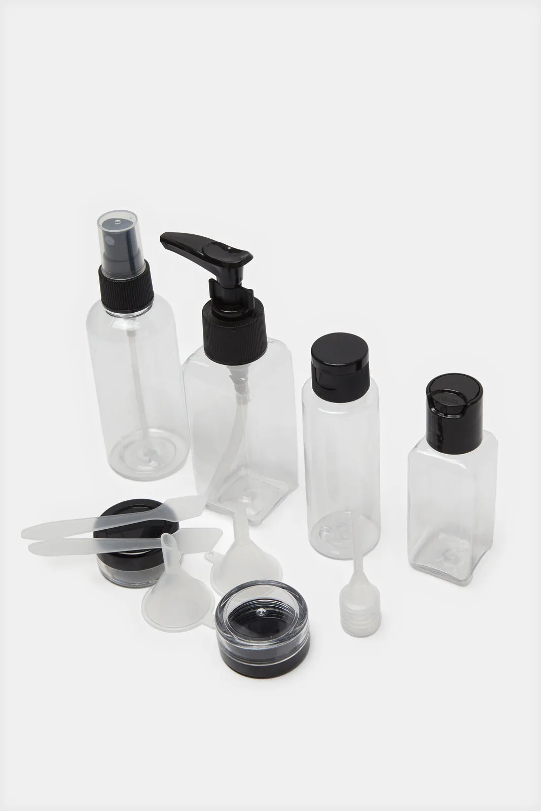 Black Print Travel Bottle Set (9 Piece)