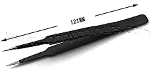 Black Stainless Steel Tweezer Super Fine Straight Tip