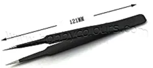 Black Stainless Steel Tweezer Super Fine Straight Tip