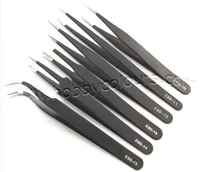 Black Stainless Steel Tweezer Super Fine Straight Tip
