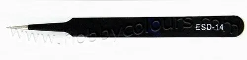 Black Stainless Steel Tweezer Super Fine Straight Tip