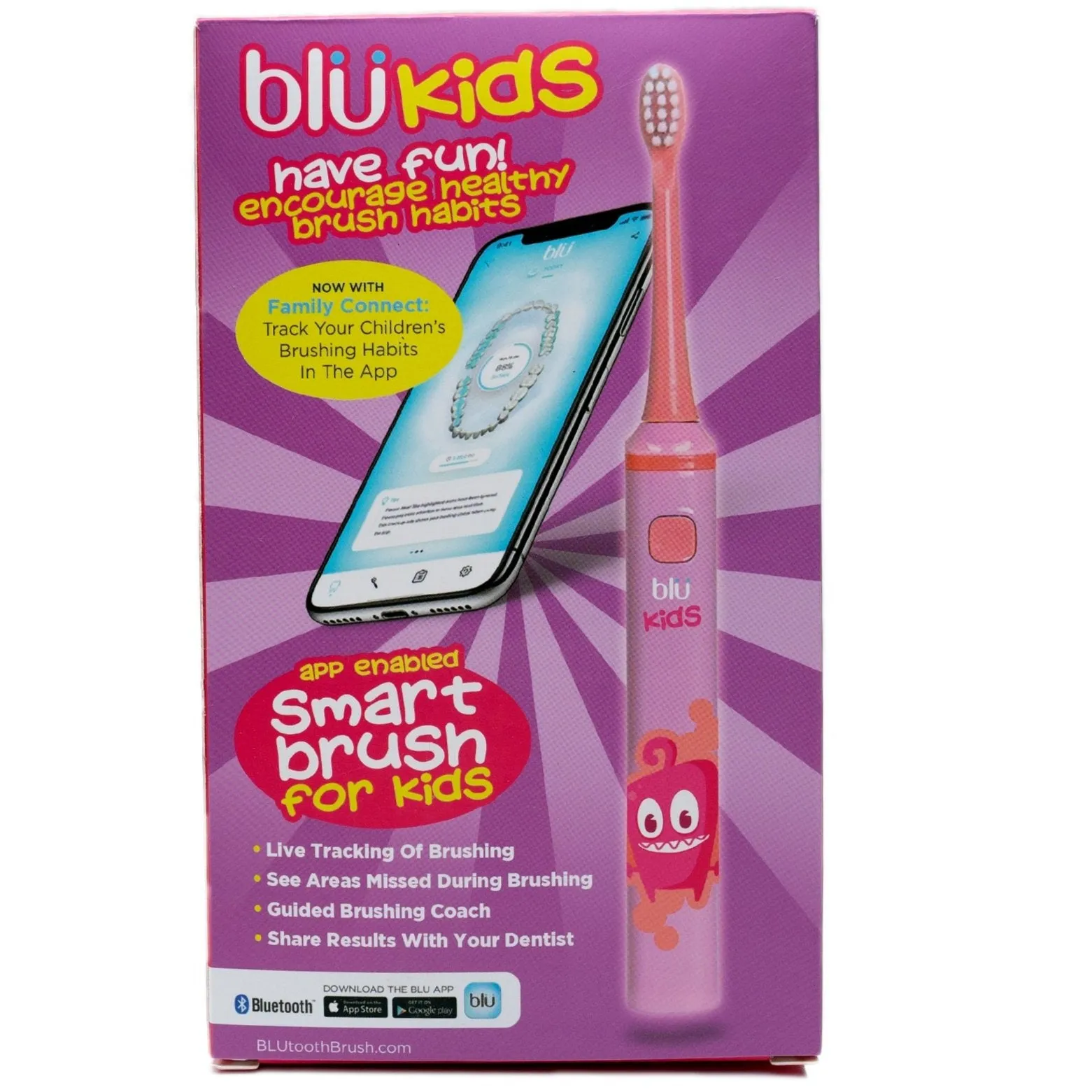 Blu Kids Smart Toothbrush and App (Pink)