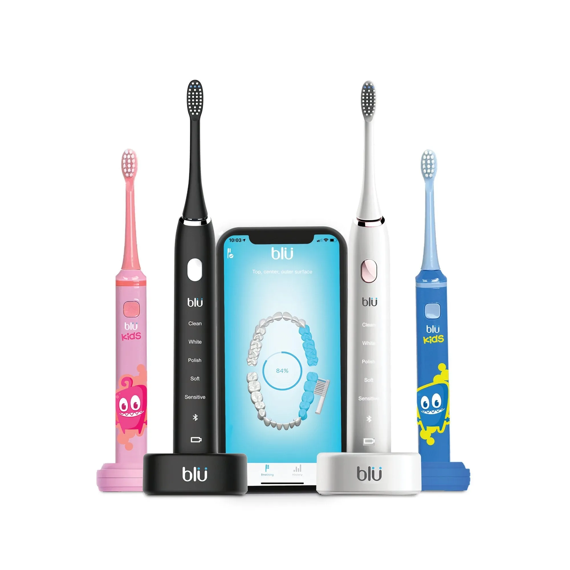 Blu Smart Toothbrush and App (White Rose)