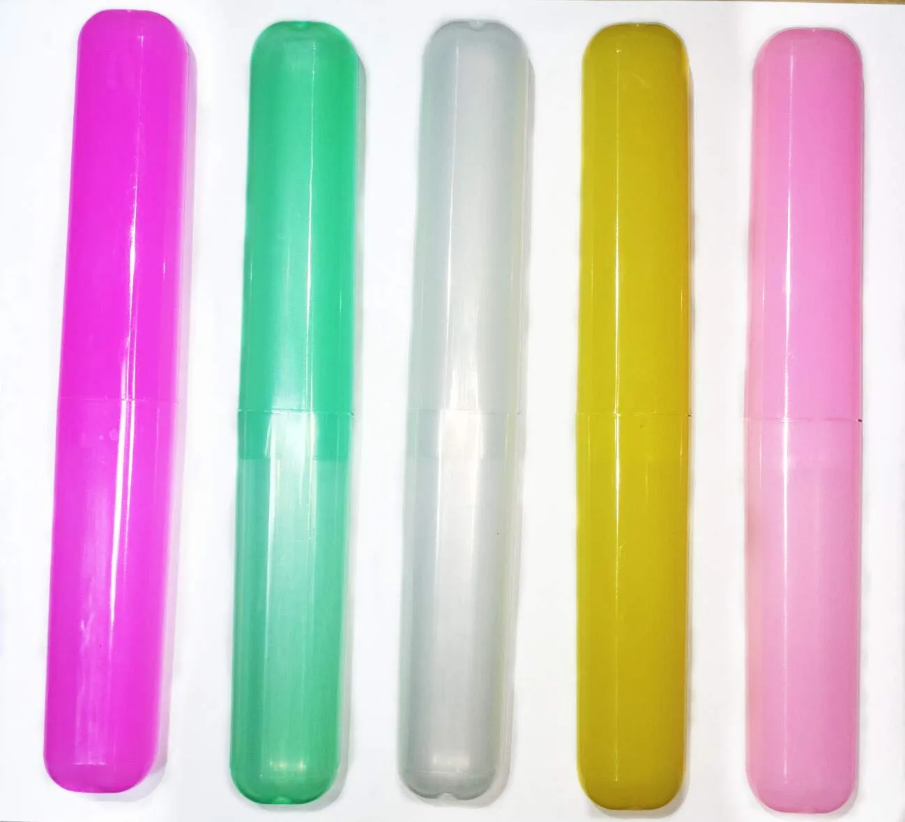 BN Pack of 5 Toothbrush Case, Transparent Colourful Candy Coloured Travel Toothbrush Box Toothbrush Cover Case for Travel Camping School