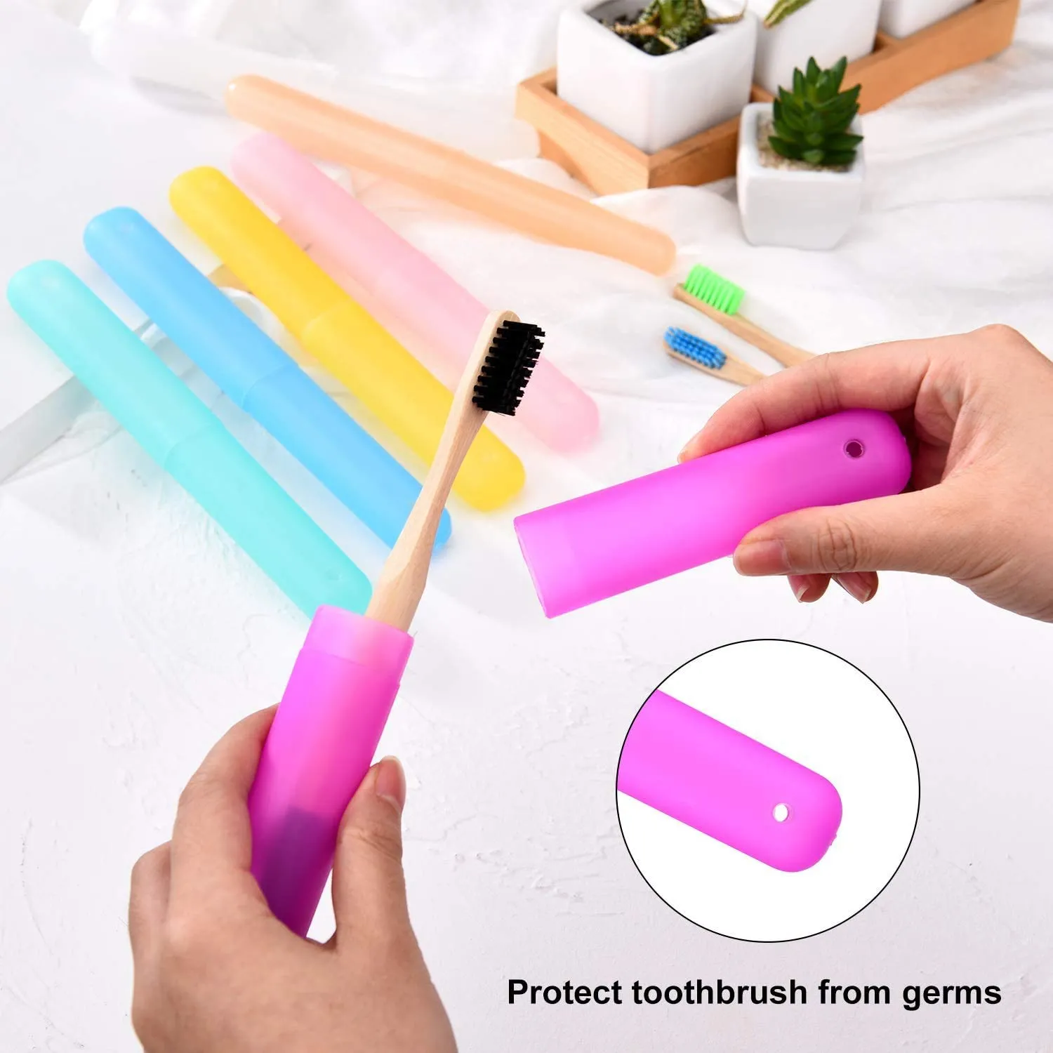 BN Pack of 5 Toothbrush Case, Transparent Colourful Candy Coloured Travel Toothbrush Box Toothbrush Cover Case for Travel Camping School
