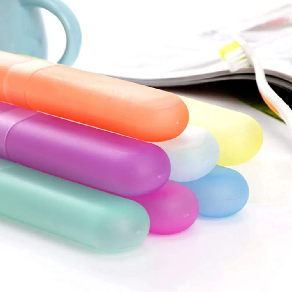 BN Pack of 5 Toothbrush Case, Transparent Colourful Candy Coloured Travel Toothbrush Box Toothbrush Cover Case for Travel Camping School