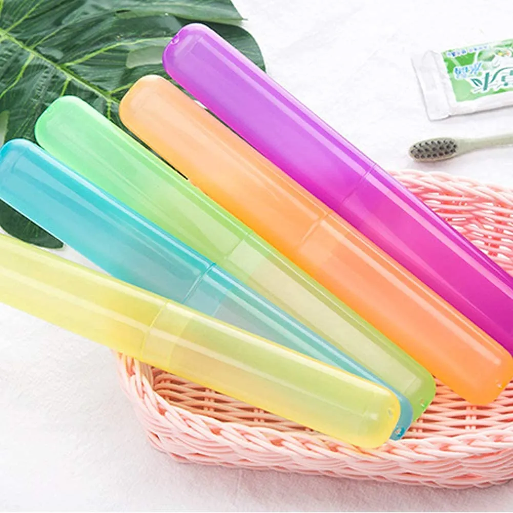 BN Pack of 5 Toothbrush Case, Transparent Colourful Candy Coloured Travel Toothbrush Box Toothbrush Cover Case for Travel Camping School